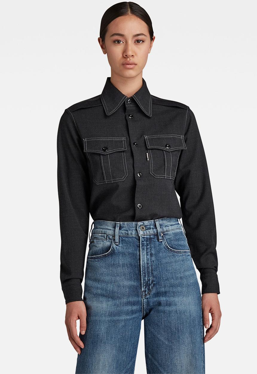 G-STAR - Officer shirt long sleeve - black heather