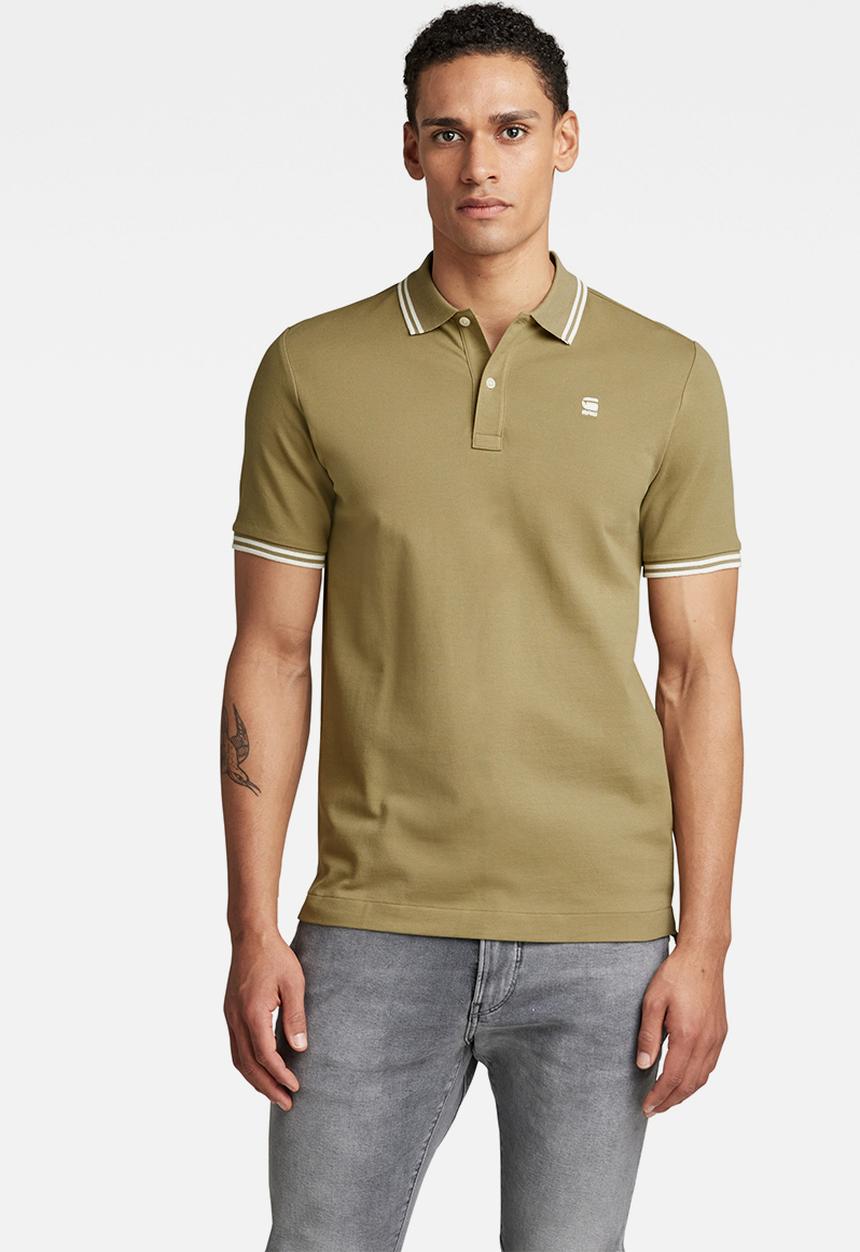 G-STAR - Dunda slim stripe polo short sleeve - fresh army green