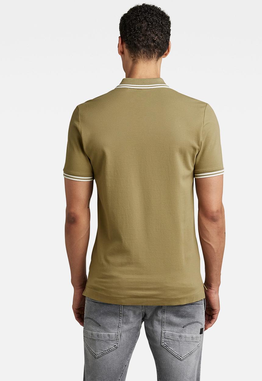 G-STAR - Dunda slim stripe polo short sleeve - fresh army green