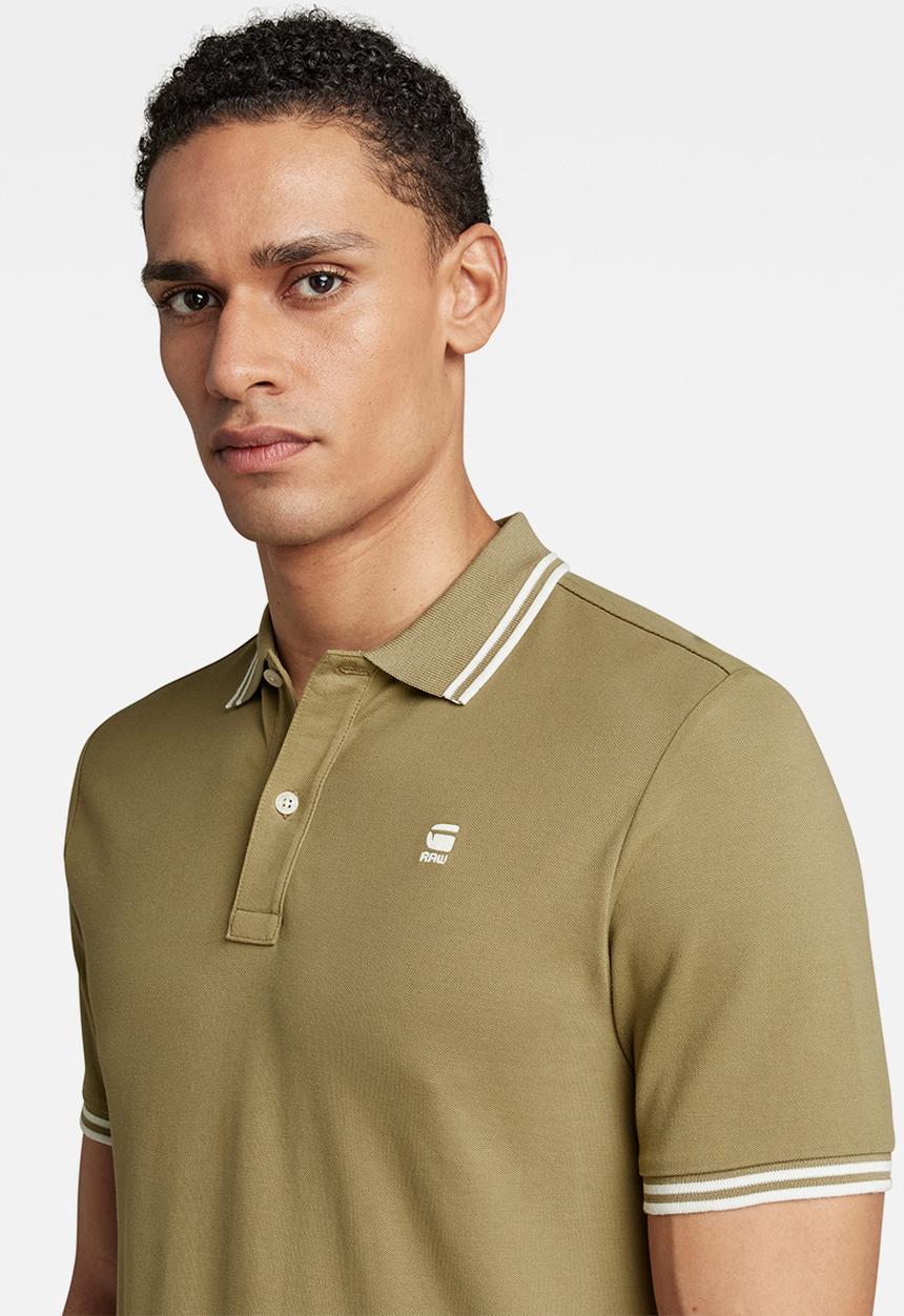 G-STAR - Dunda slim stripe polo short sleeve - fresh army green