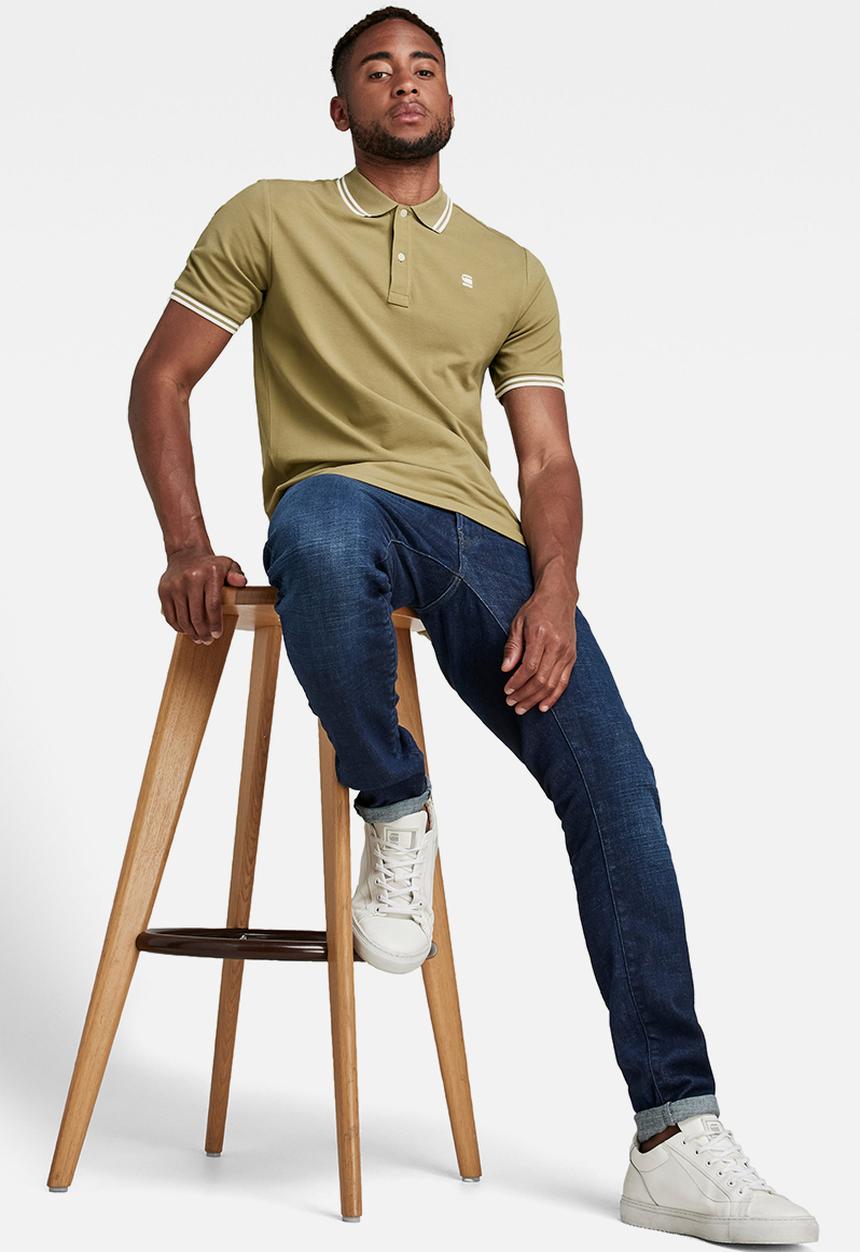 G-STAR - Dunda slim stripe polo short sleeve - fresh army green