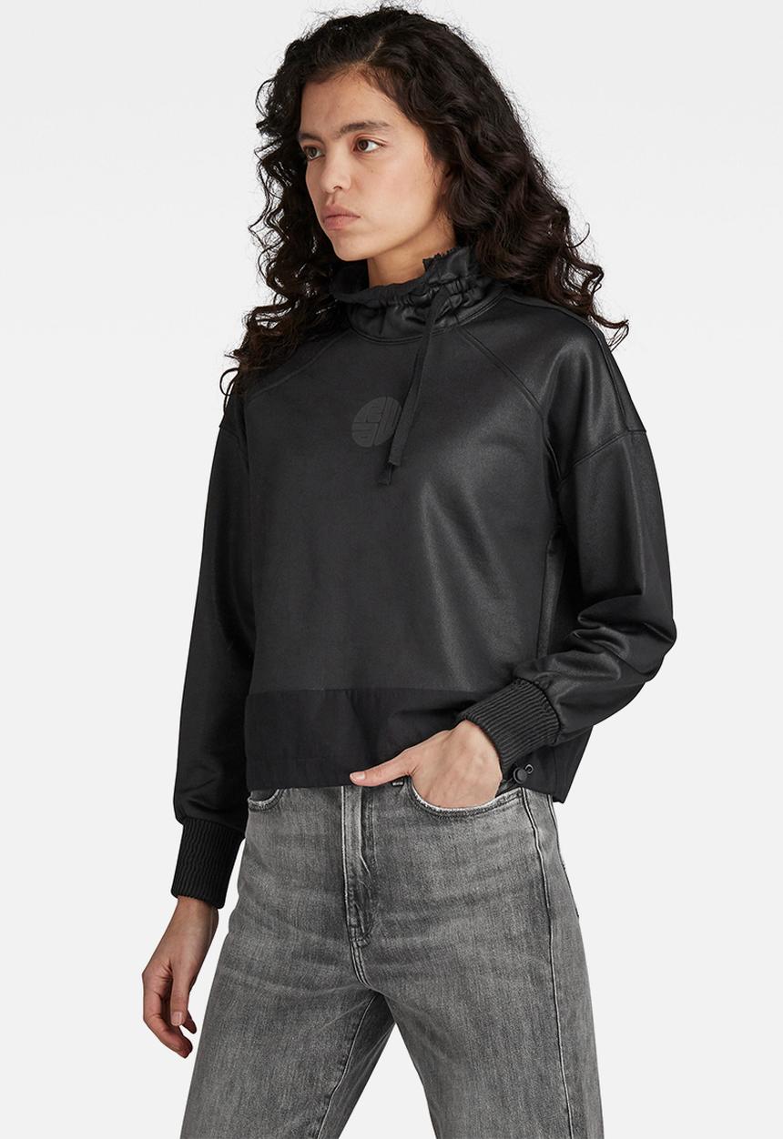 G-STAR - Ruffle neck loose sweat - black