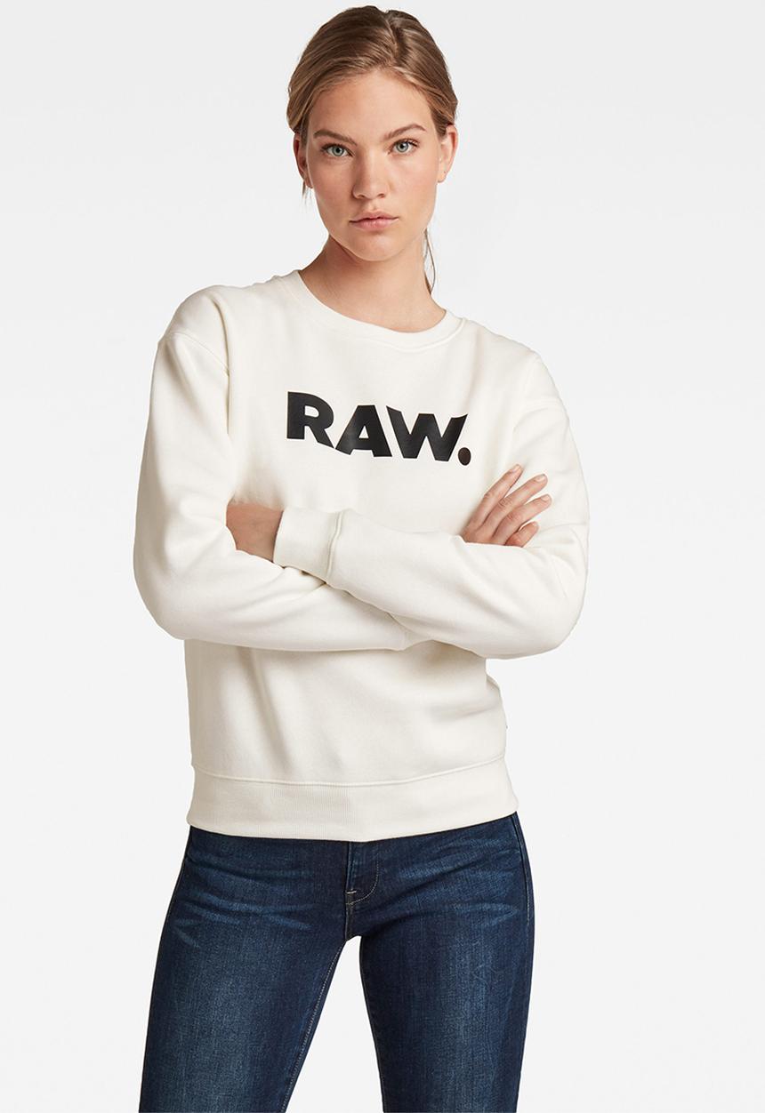 G-STAR - Premium core raw. crew neck - milk