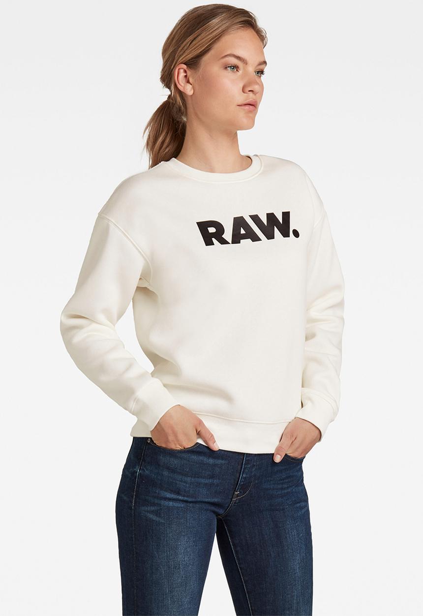 G-STAR - Premium core raw. crew neck - milk