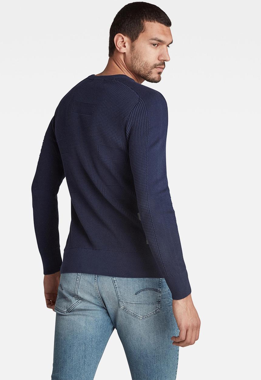 G-STAR - Logo structure r knit - servant blue