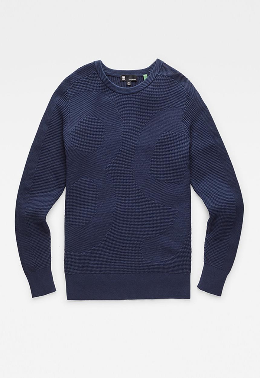 G-STAR - Logo structure r knit - servant blue