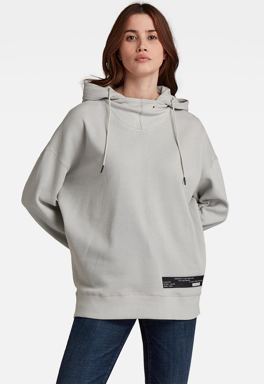 G-STAR - Back snaps hooded sweat - oyster blue
