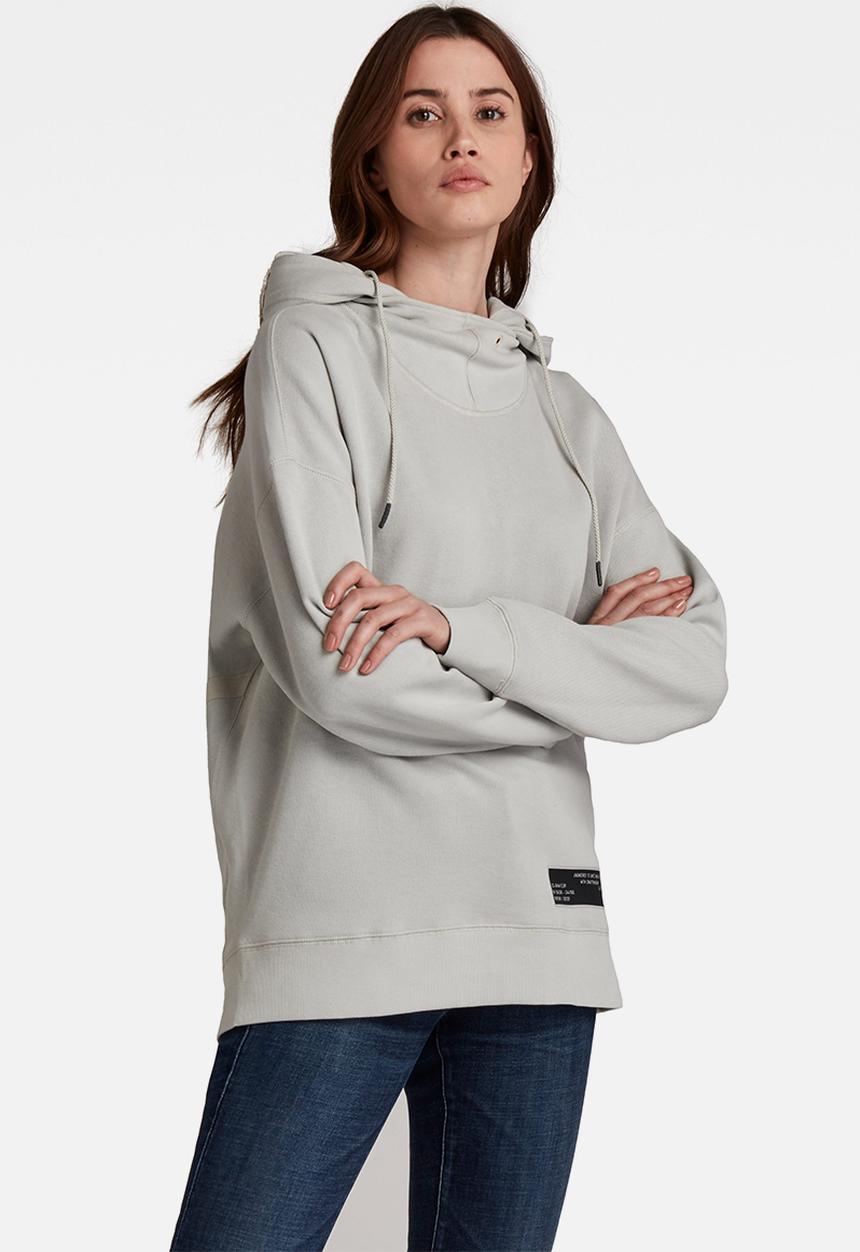 G-STAR - Back snaps hooded sweat - oyster blue