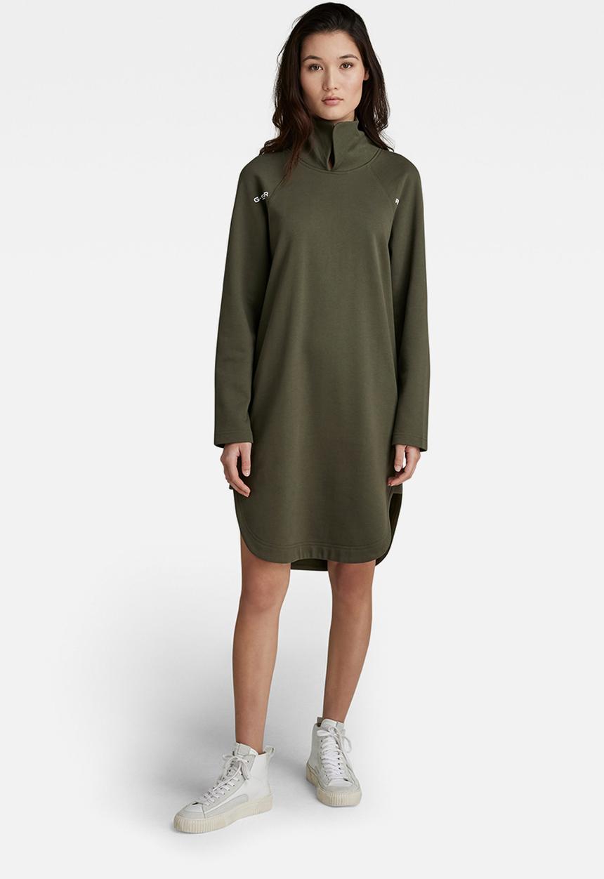 G-STAR - Open collar sweater dress - shadow olive