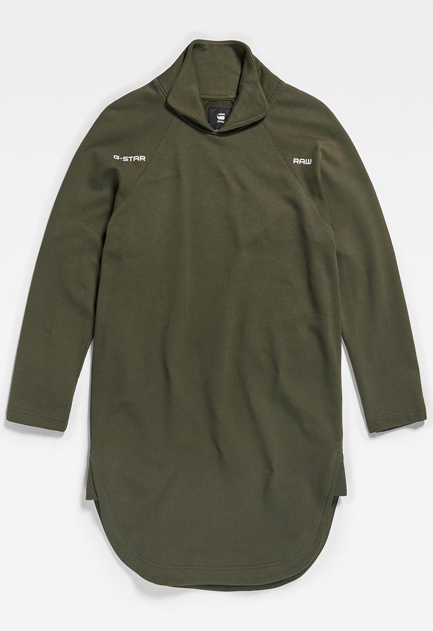 G-STAR - Open collar sweater dress - shadow olive