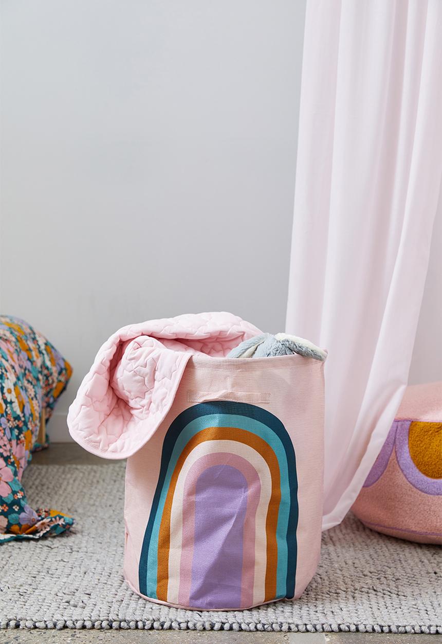Cotton On - Kids laundry basket - crystal pink rainbow