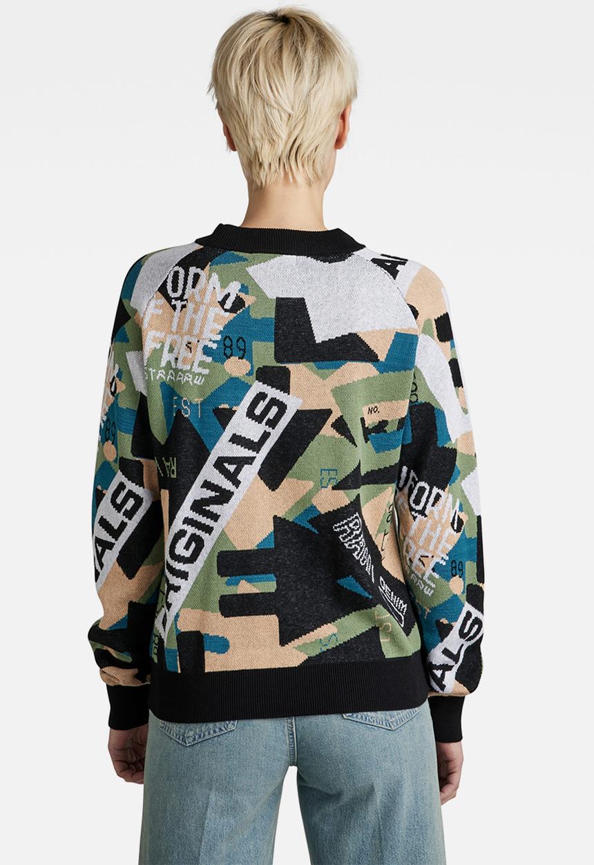 G-STAR - Jacquard raglan knit - black & peach nougat jacquard