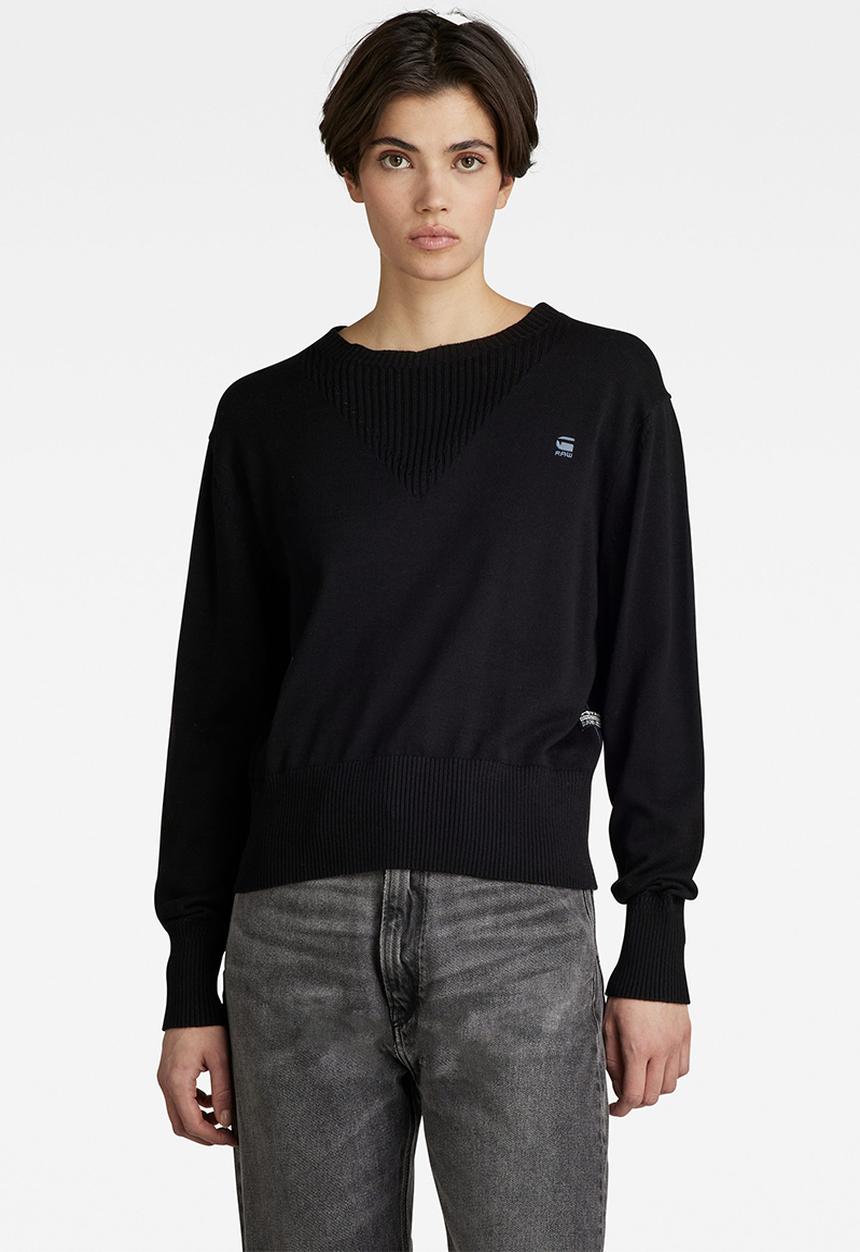 G-STAR - Core r neck knit - black