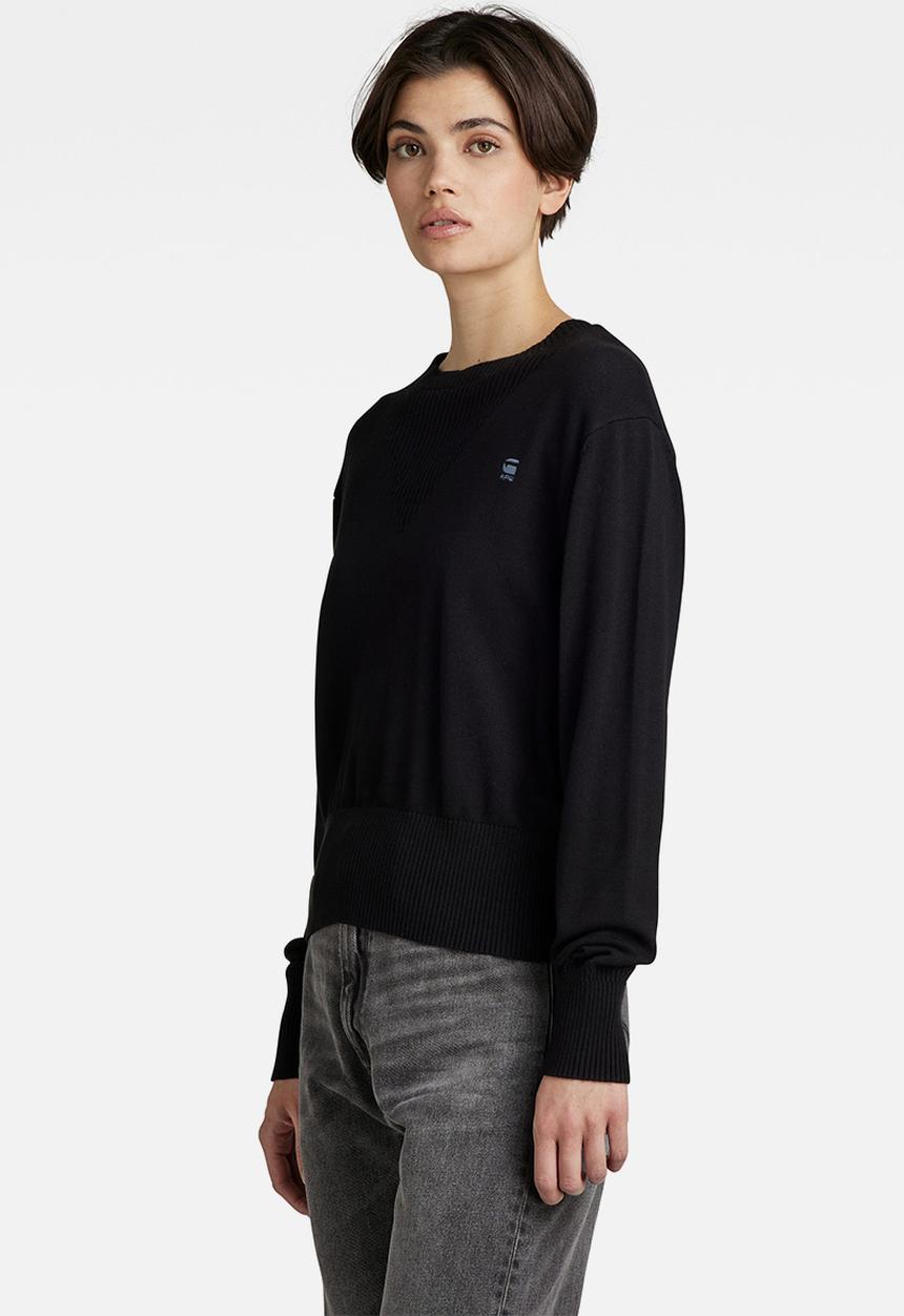 G-STAR - Core r neck knit - black