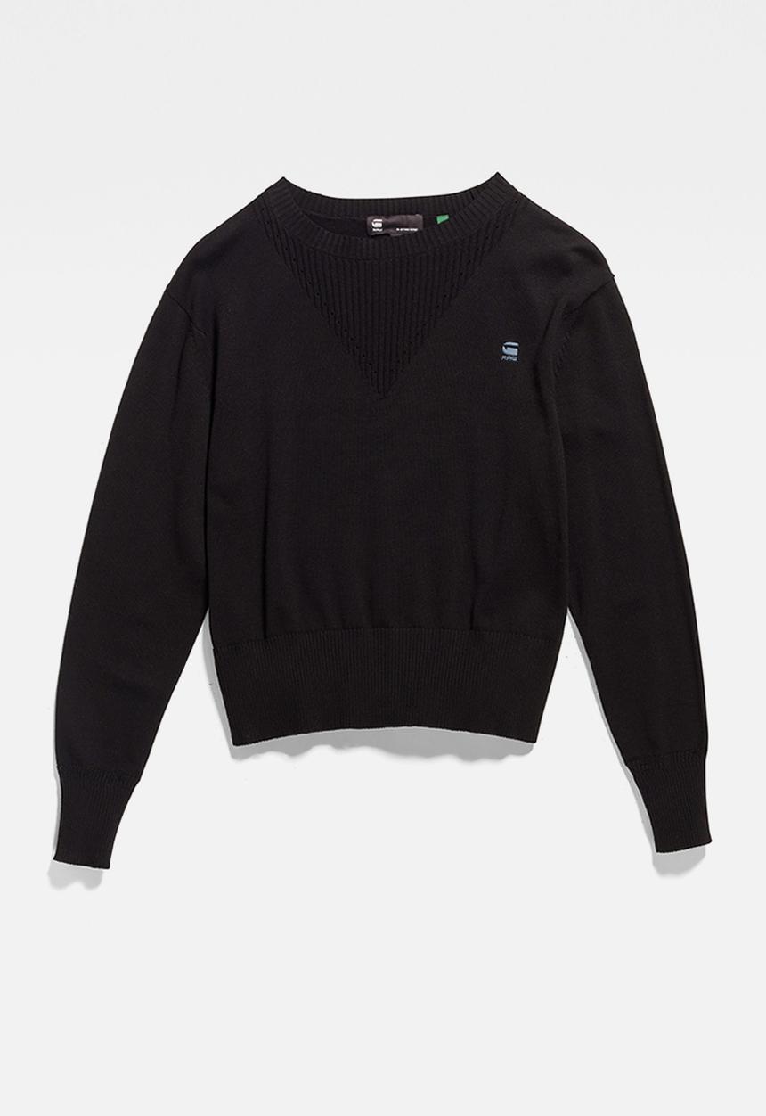 G-STAR - Core r neck knit - black