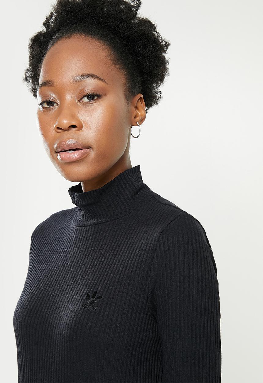 adidas Originals - Cropped rib long sleeve dress - black