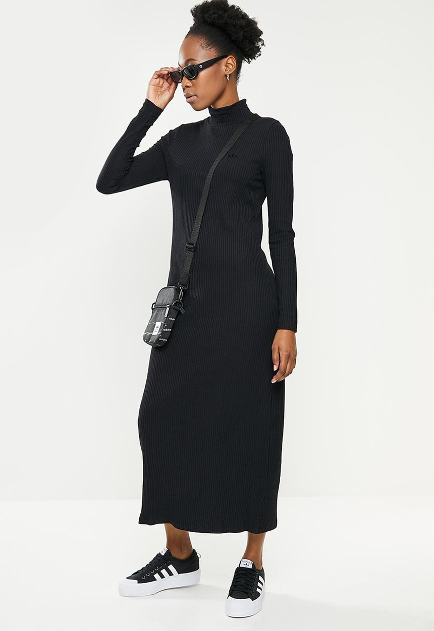 adidas Originals - Cropped rib long sleeve dress - black