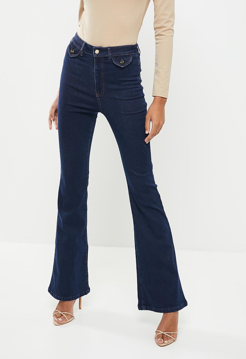SISSY BOY - High rise flare with pocket flap detail - dark vintage