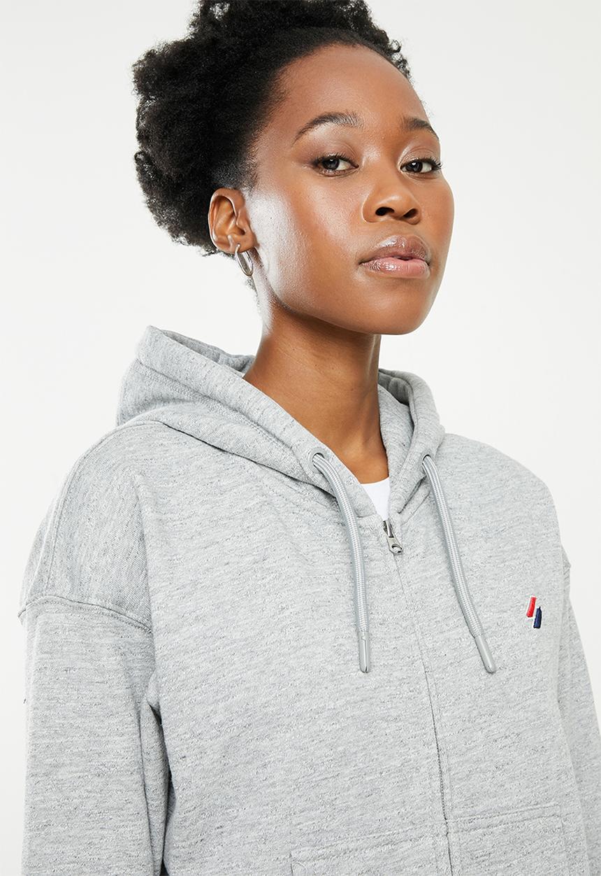 Superdry. - Sdry code essential zip hood - grey 