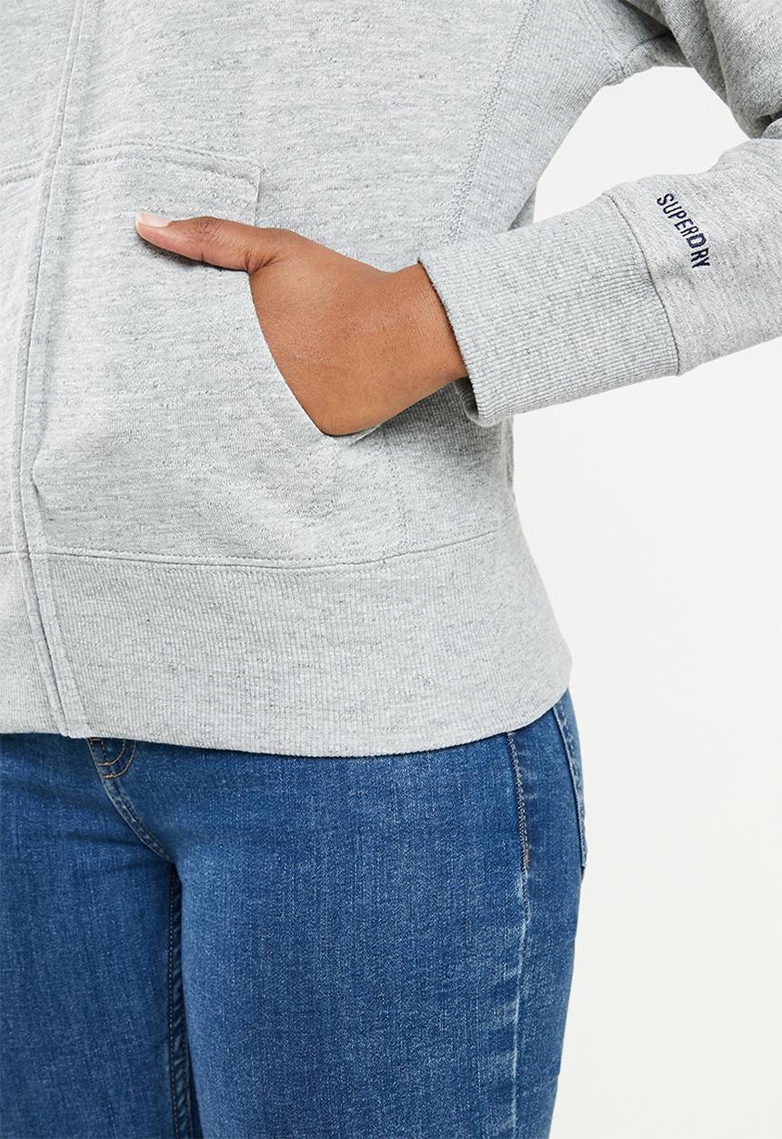 Superdry. - Sdry code essential zip hood - grey 