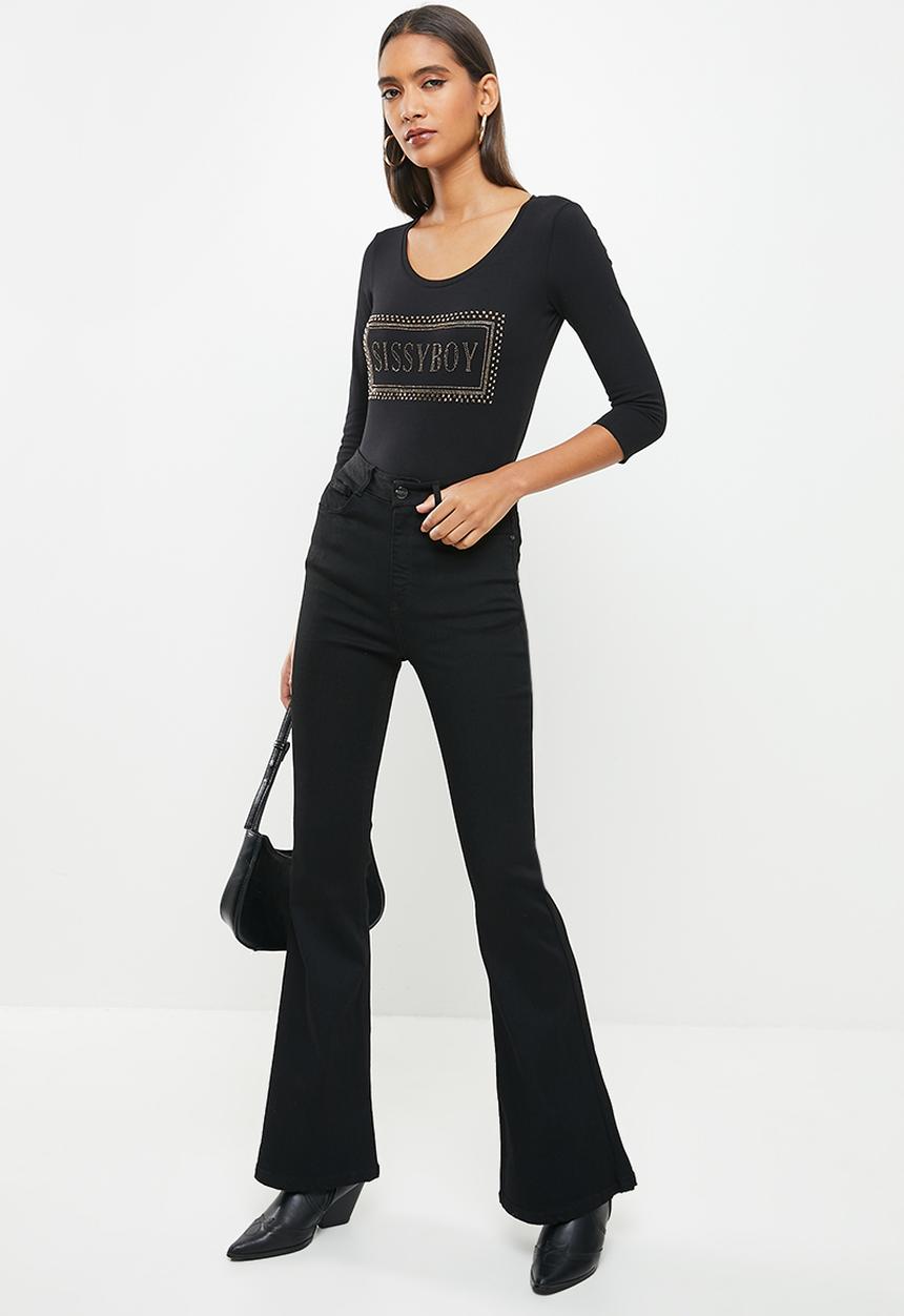 SISSY BOY - High waist flare - black