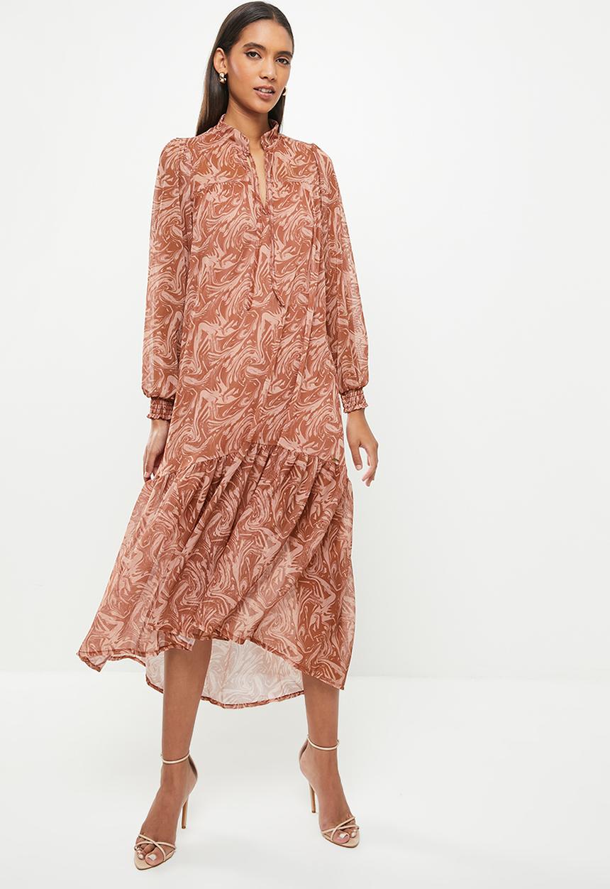 SISSY BOY - Long sleeve mesh maxi - brown print