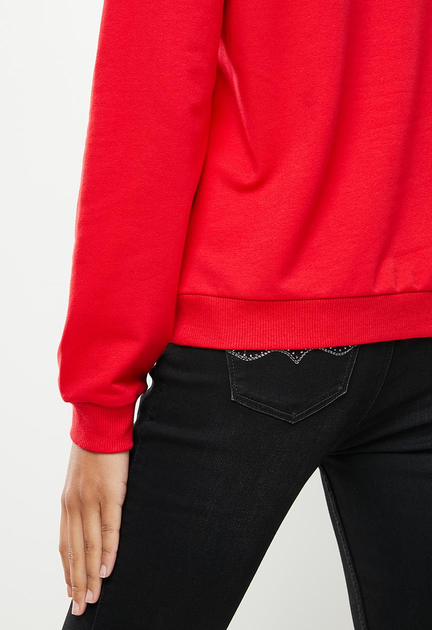 SISSY BOY - Crew neck long sleeve sweater with bling logo - red