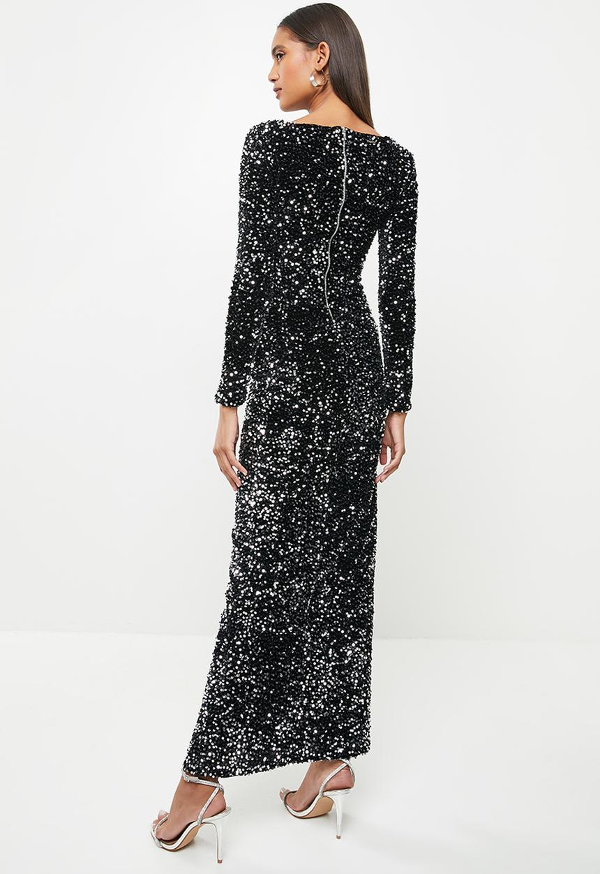 SISSY BOY - Sequin long sleeve maxi - black & silver