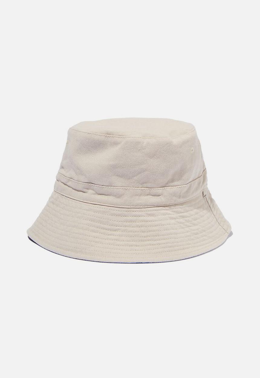 Cotton On - Reversible bucket hat - beige & blue 