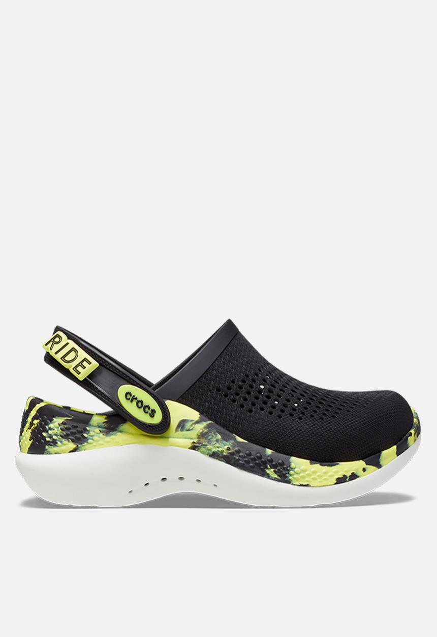 Crocs - Literide 360 marbled clog - black & citrus