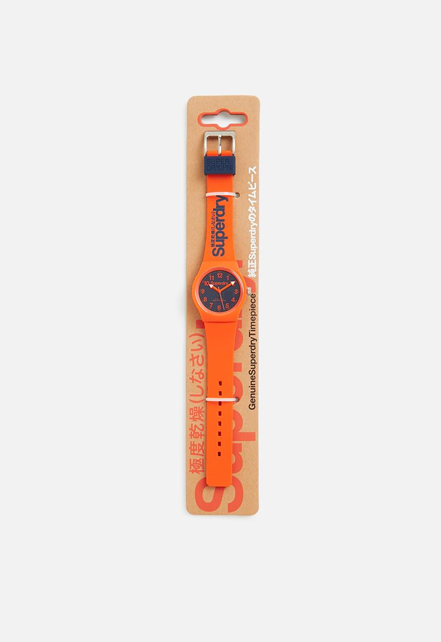 Superdry. - Montone silicone watch - orange & blue