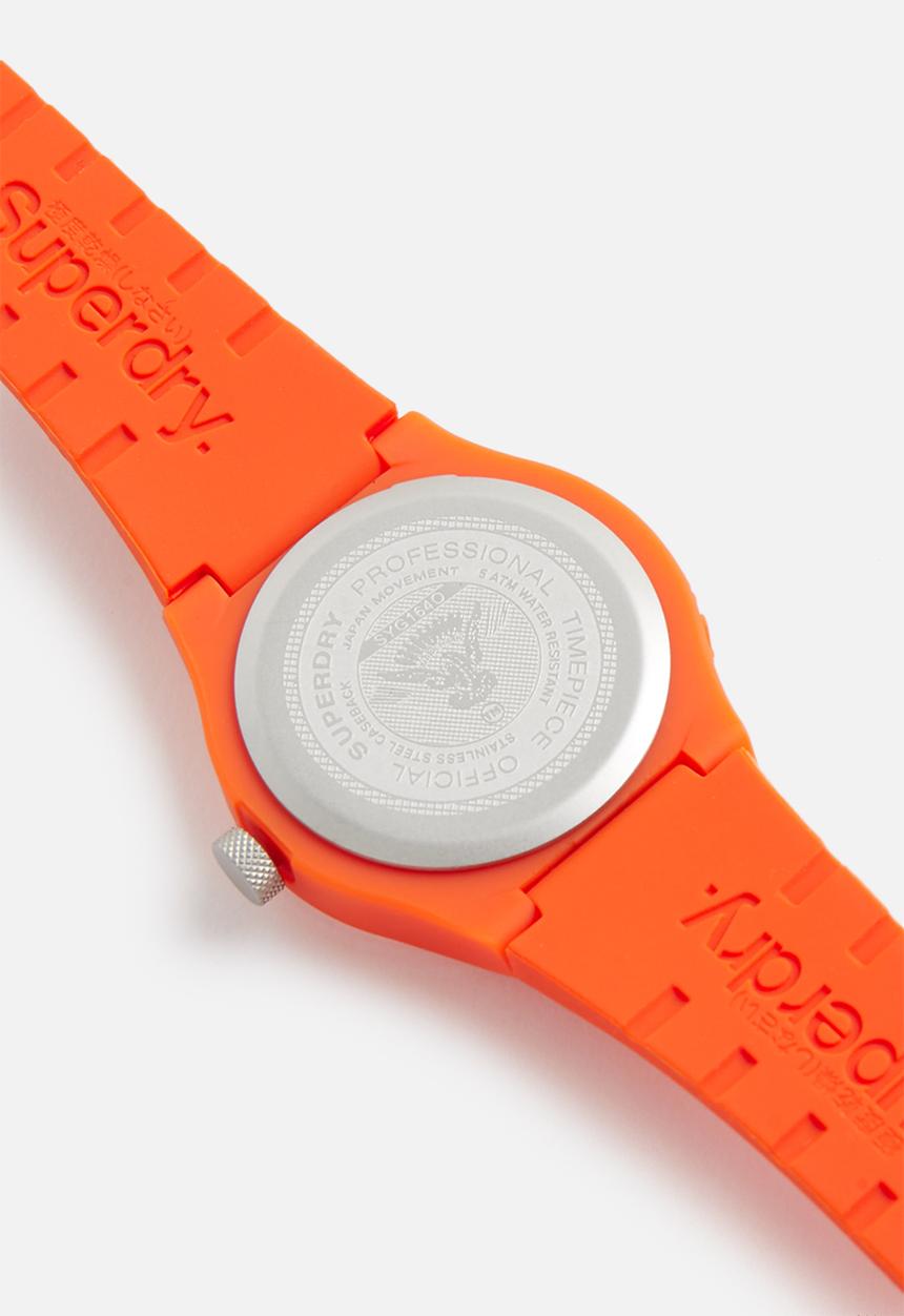 Superdry. - Montone silicone watch - orange & blue