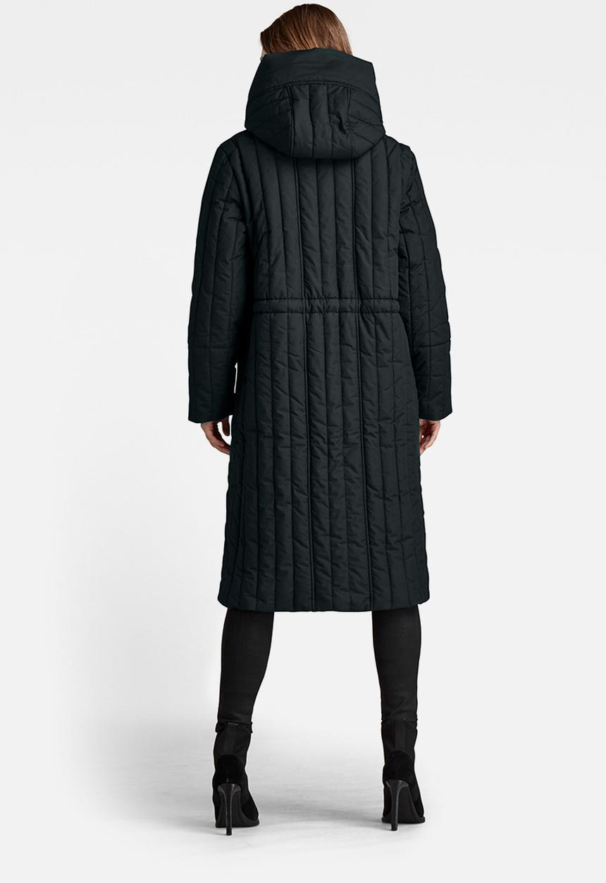 G-STAR - Long puffer vertical quilted jacket - black