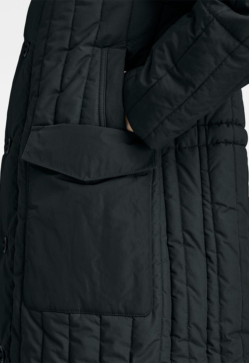 G-STAR - Long puffer vertical quilted jacket - black