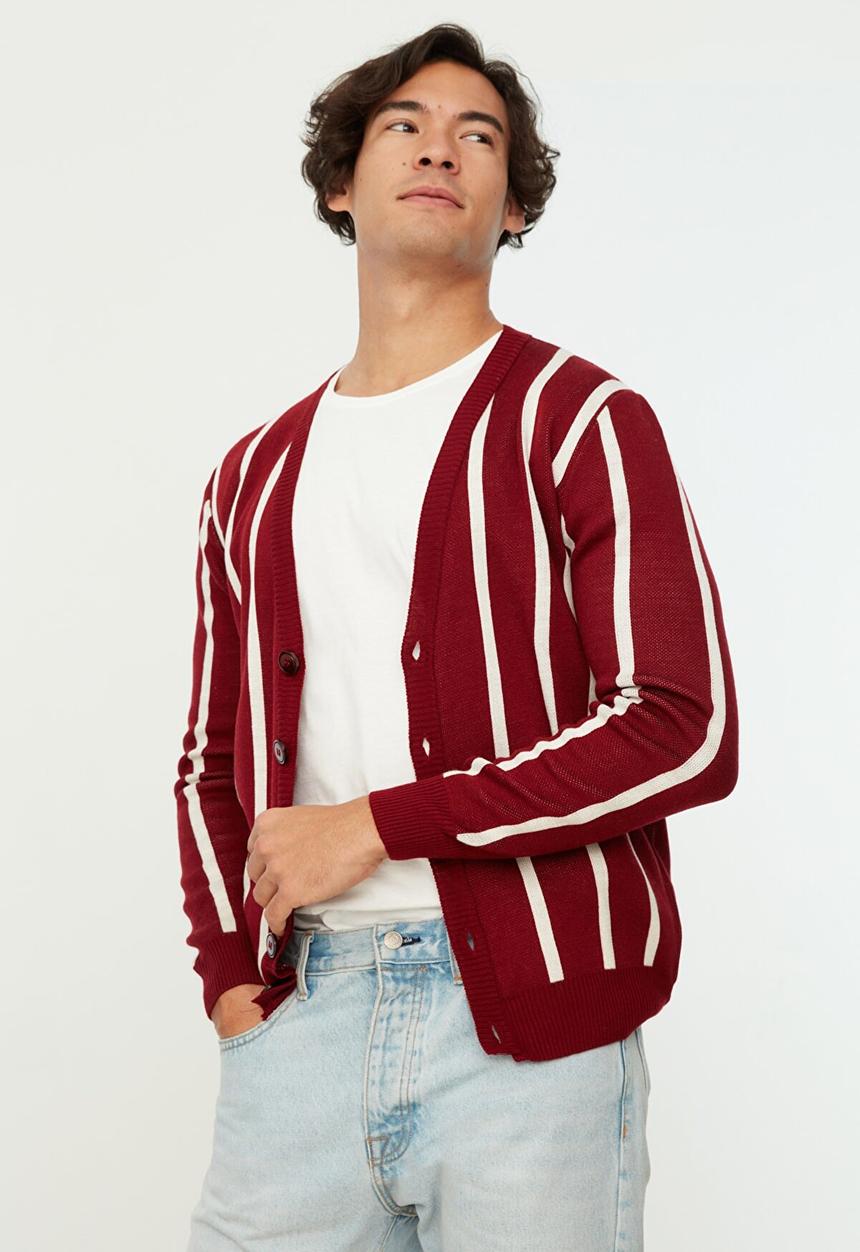Trendyol - Woza stripe cardigan - burgundy & white
