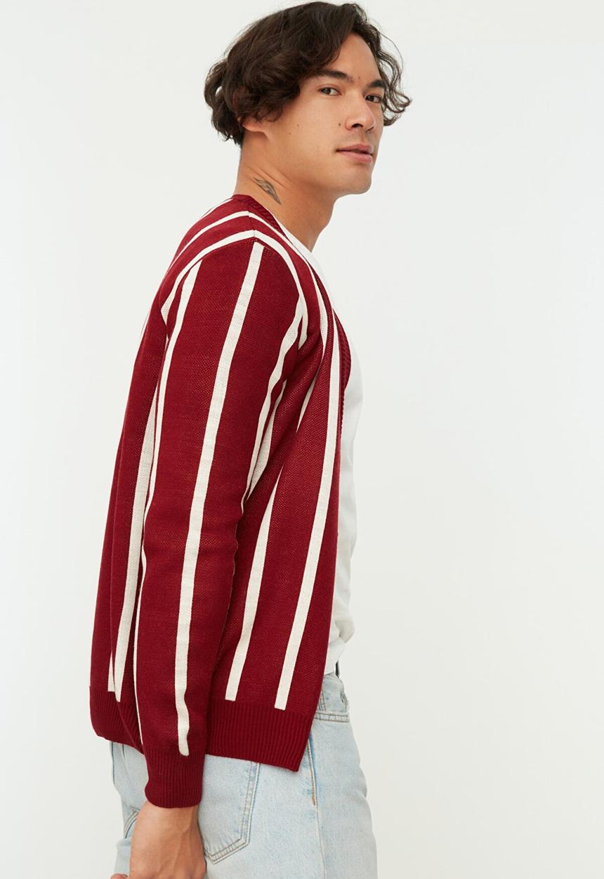 Trendyol - Woza stripe cardigan - burgundy & white
