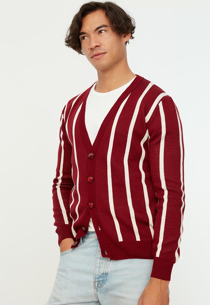 Trendyol - Woza stripe cardigan - burgundy & white