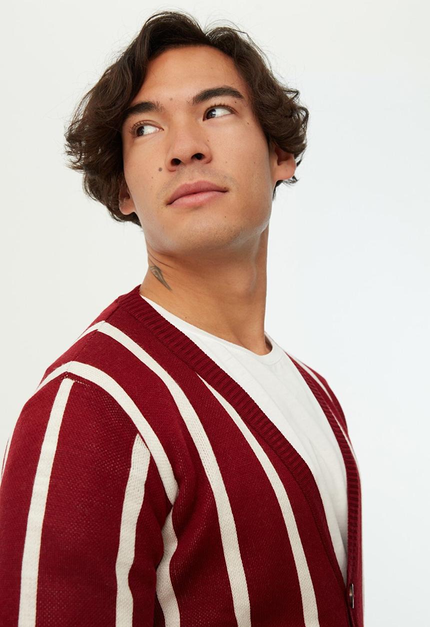 Trendyol - Woza stripe cardigan - burgundy & white
