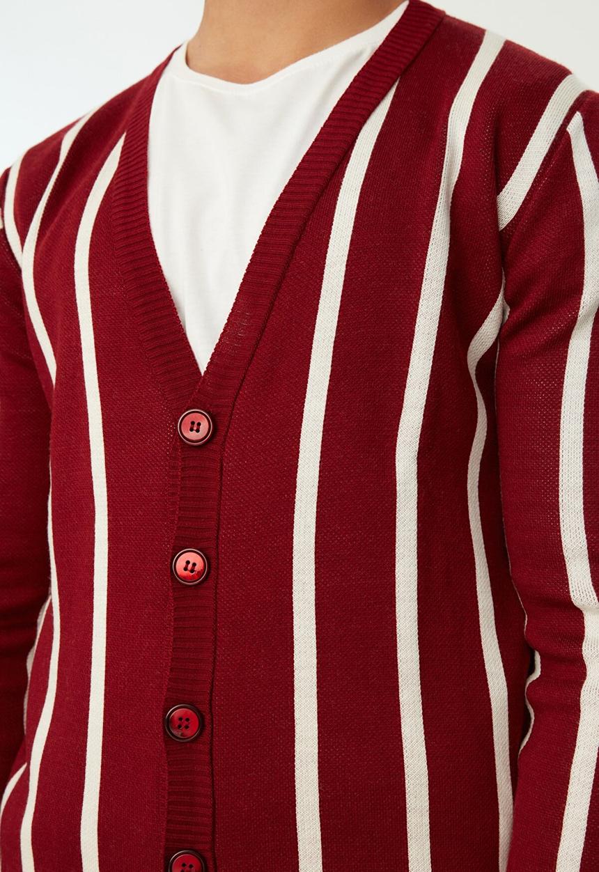 Trendyol - Woza stripe cardigan - burgundy & white