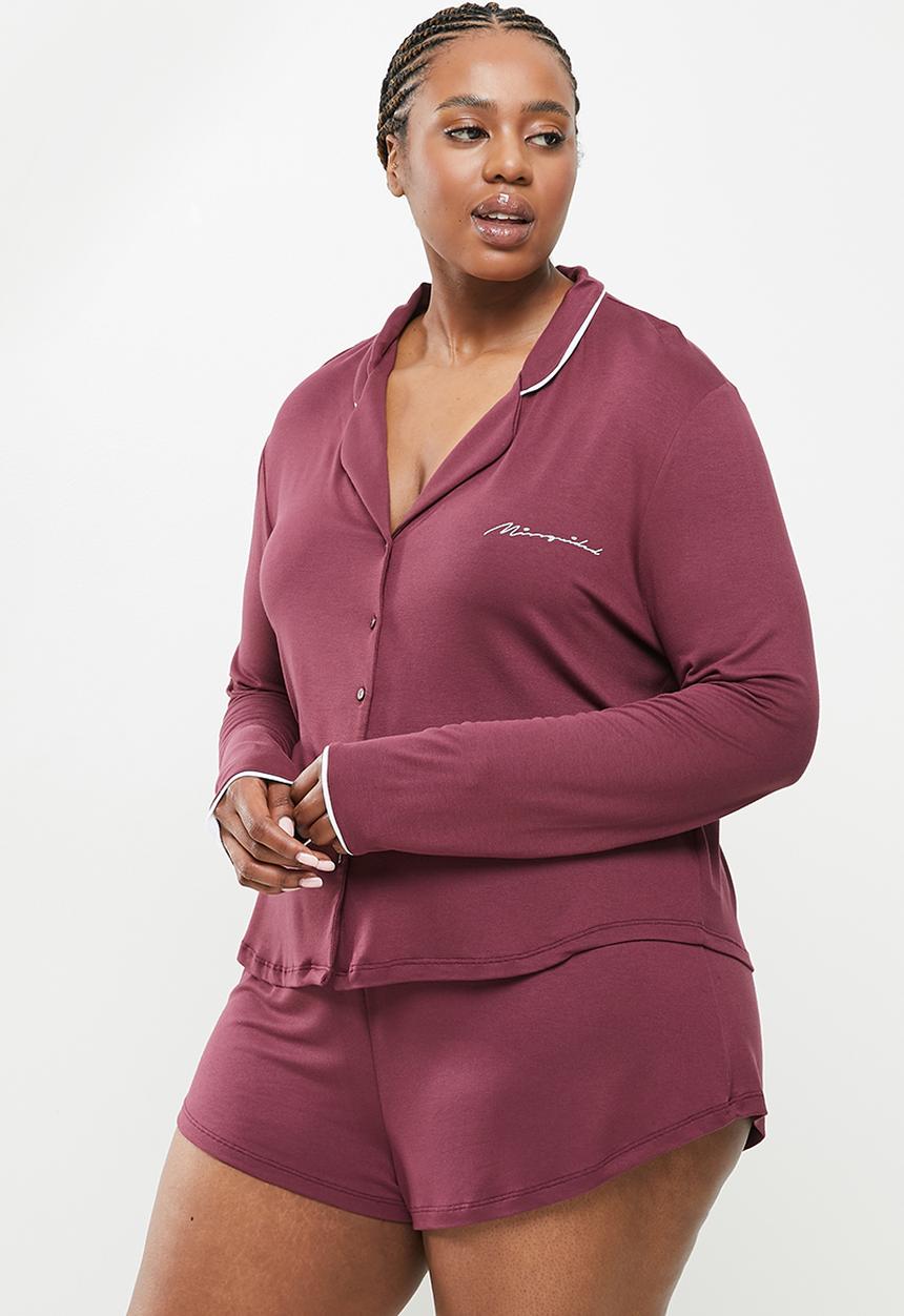 Missguided - Plus missguided 5 piece sleep set - burgundy