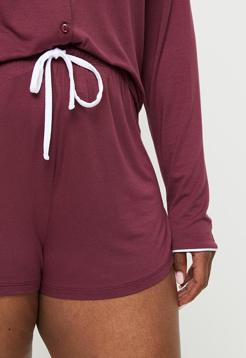 Missguided - Plus missguided 5 piece sleep set - burgundy