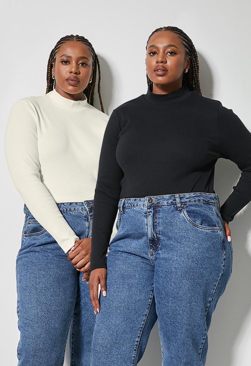 Superbalist - 2 Pack poloneck rib top - black & milk