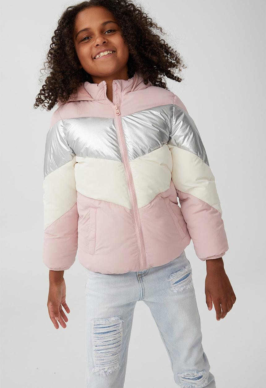 Cotton On - Frankie puffer jacket - zephyr, silver & dark vanilla
