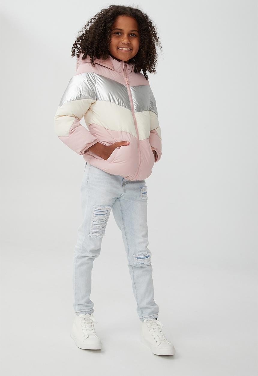 Cotton On - Frankie puffer jacket - zephyr, silver & dark vanilla