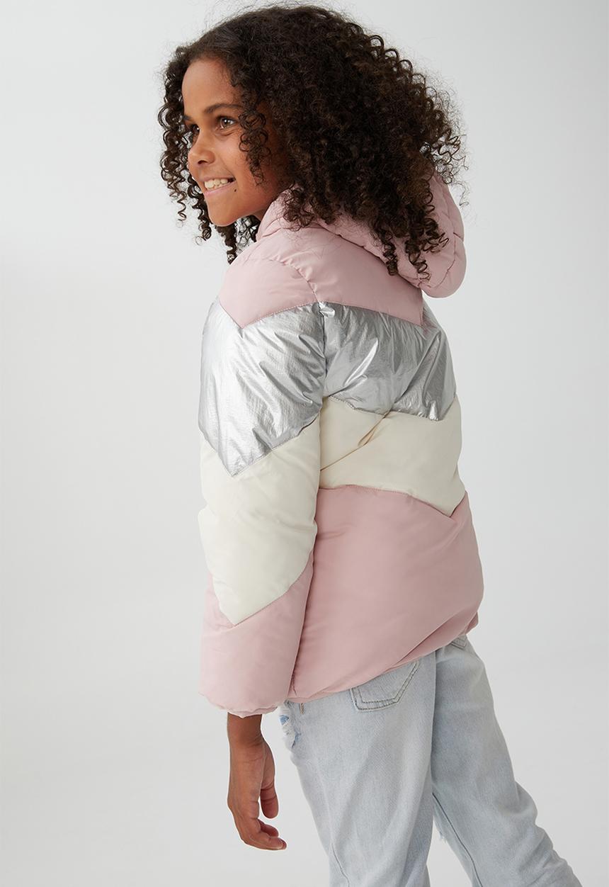 Cotton On - Frankie puffer jacket - zephyr, silver & dark vanilla
