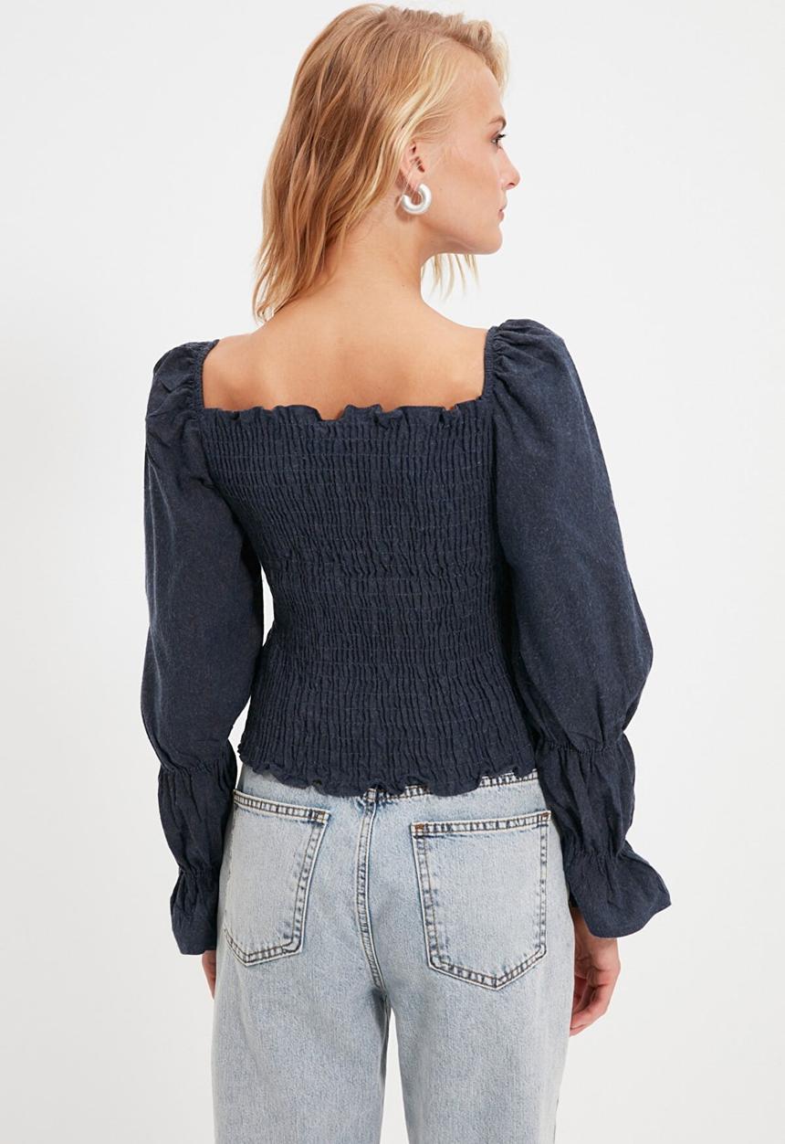 Trendyol - Guipure blouse - navy