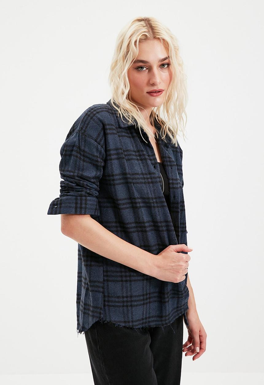 Trendyol - Plaid shirt  - navy