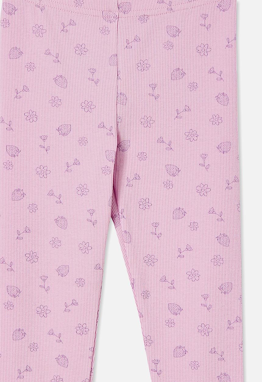 Cotton On - Huggie tights - pale violet & forest ditsy