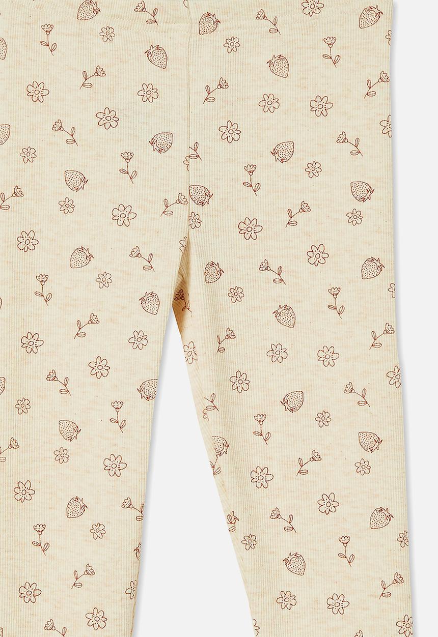 Cotton On - Huggie tights - caramel marle & forest ditsy