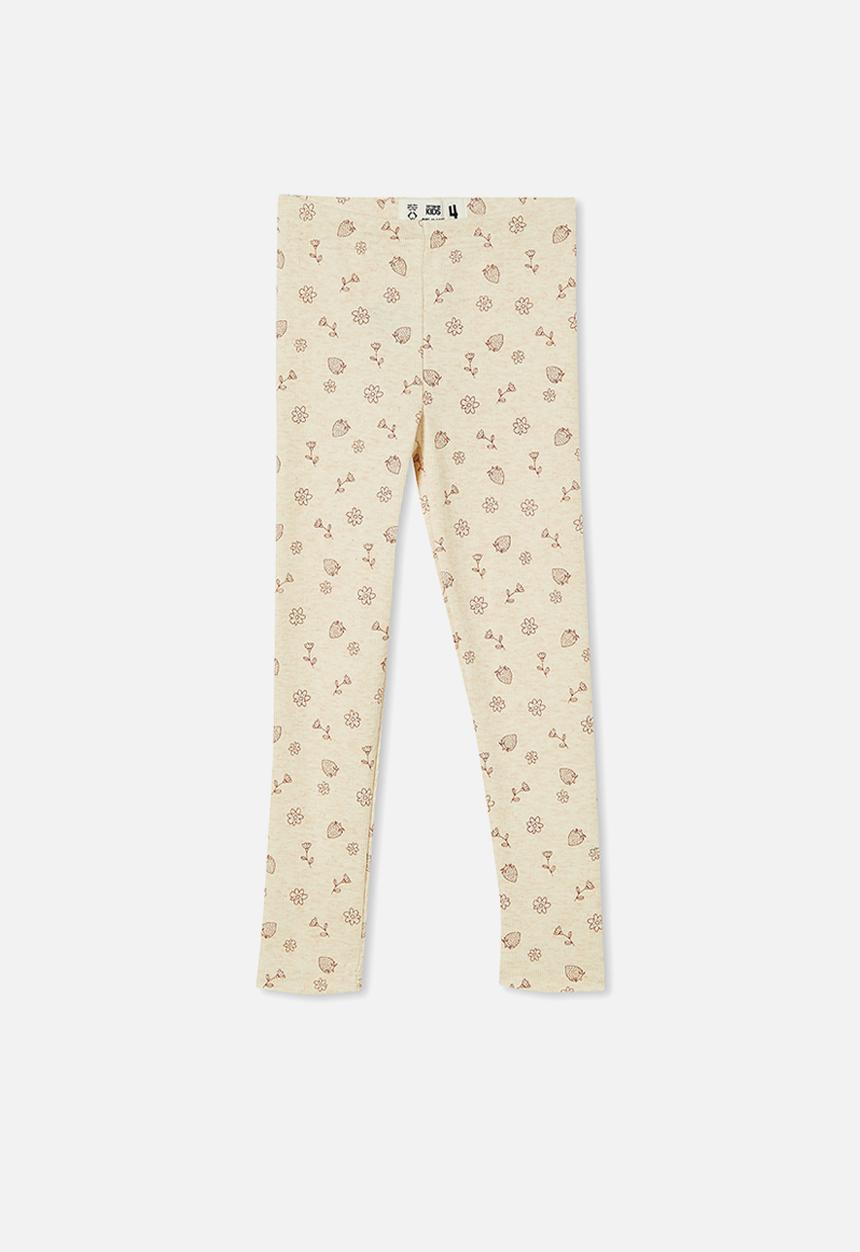Cotton On - Huggie tights - caramel marle & forest ditsy